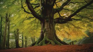 Large Beech tree in a forest of Beech trees